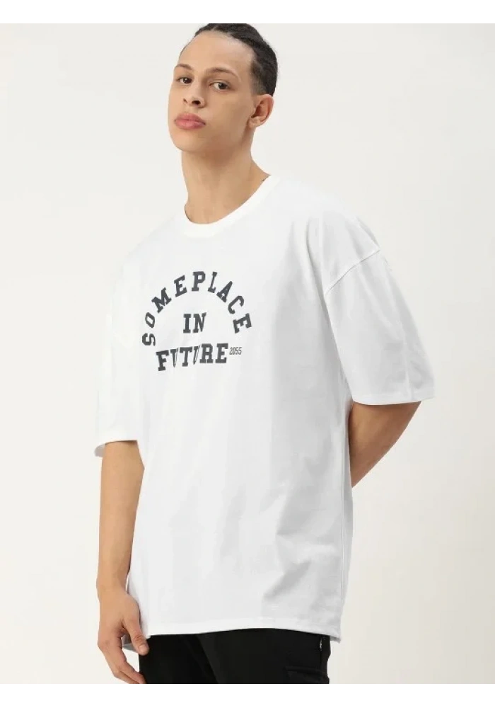 Erkek Baskılı Oversize - Beyaz