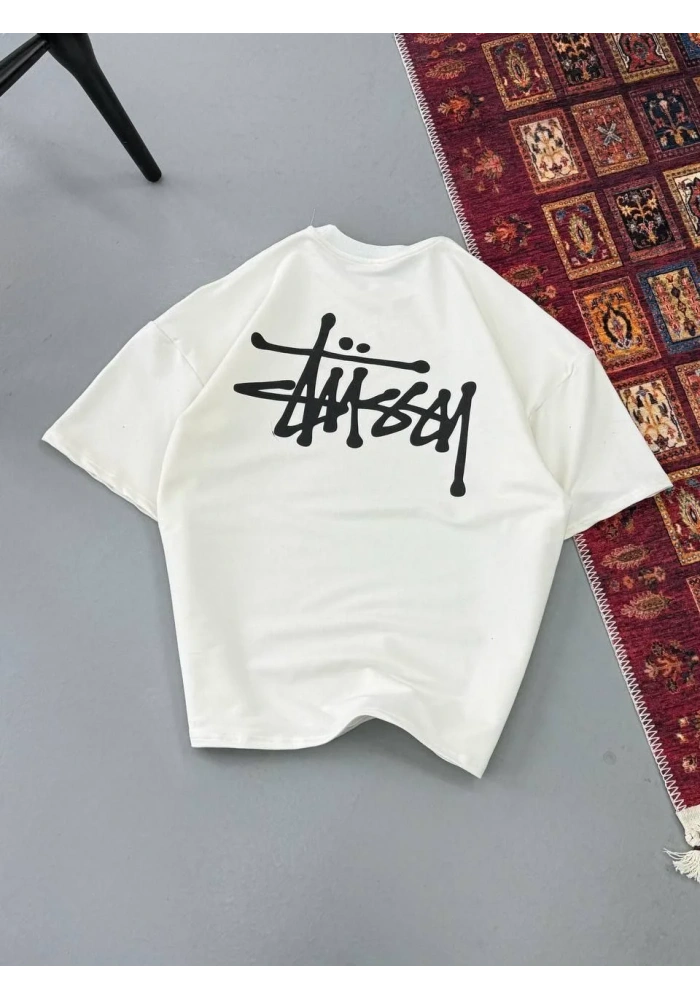 Erkek Baskılı Oversize - Beyaz