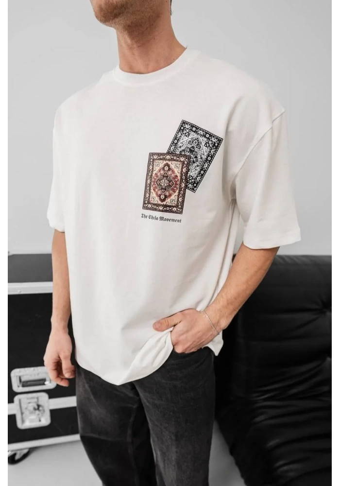 Erkek Baskılı Oversize - Beyaz