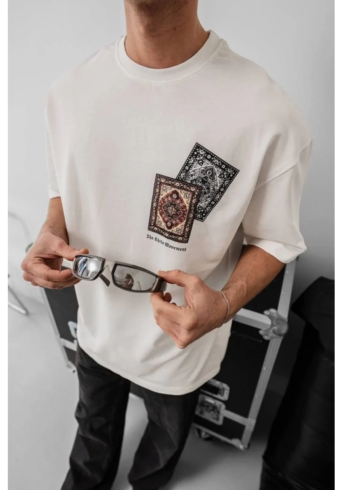 Erkek Baskılı Oversize - Beyaz