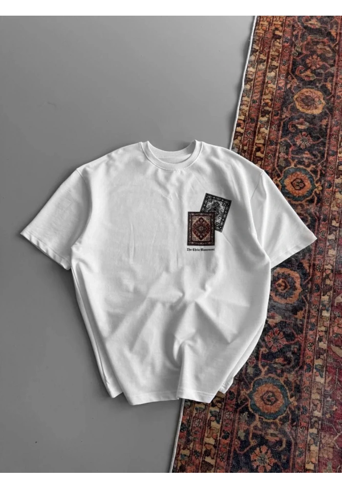 Erkek Baskılı Oversize - Beyaz