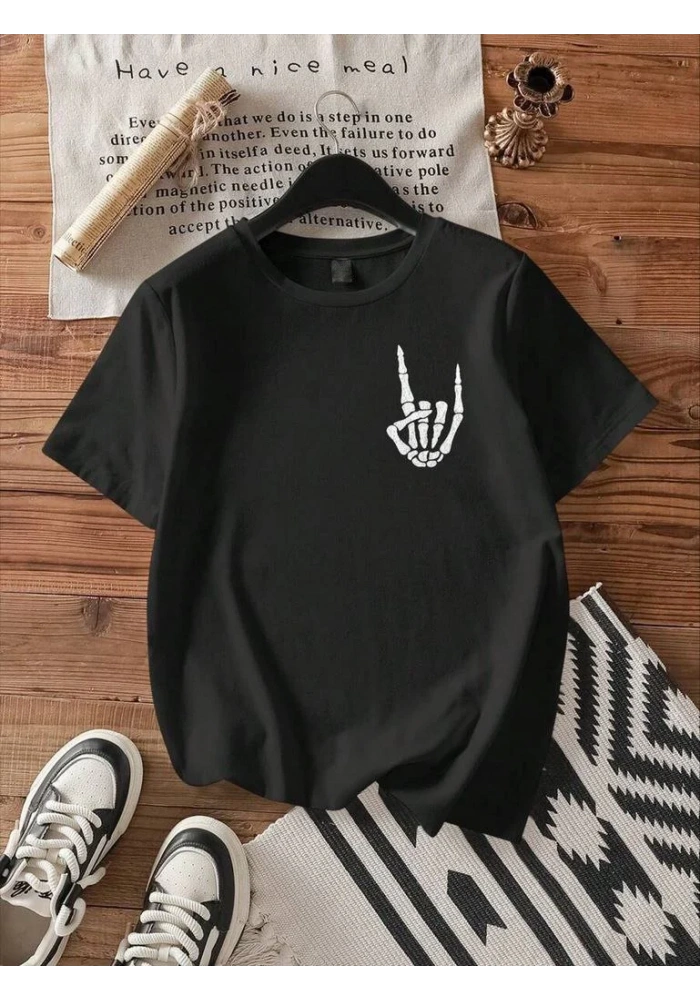 Erkek Baskılı Oversize T-shirt - Siyah