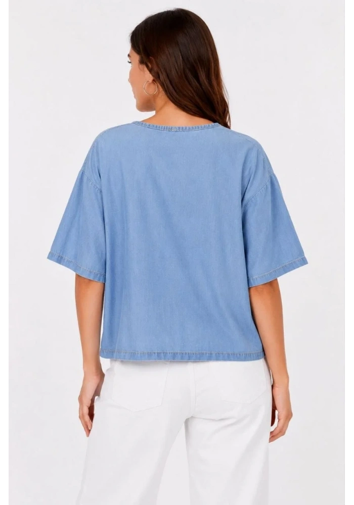 Erkek Baskılı T-Shirt Kısa Kol Bisiklet Yaka Rahat Kalıp Tişört - Mavi