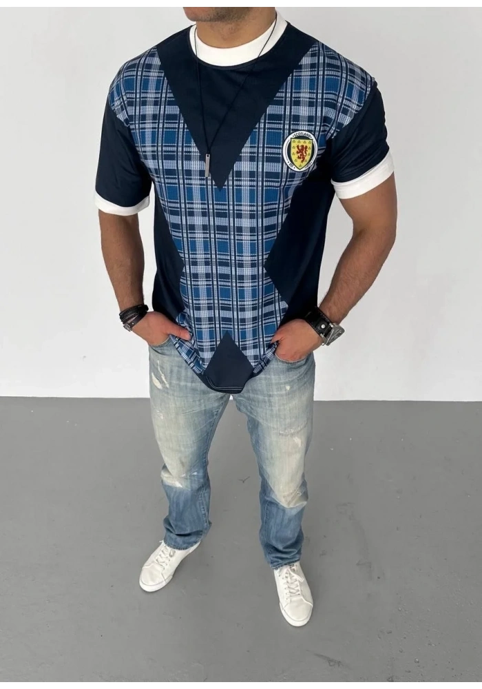 ERKEK Bisiklet Yaka Baskılı Kısa kol Oversize T-Shirt - Siyah