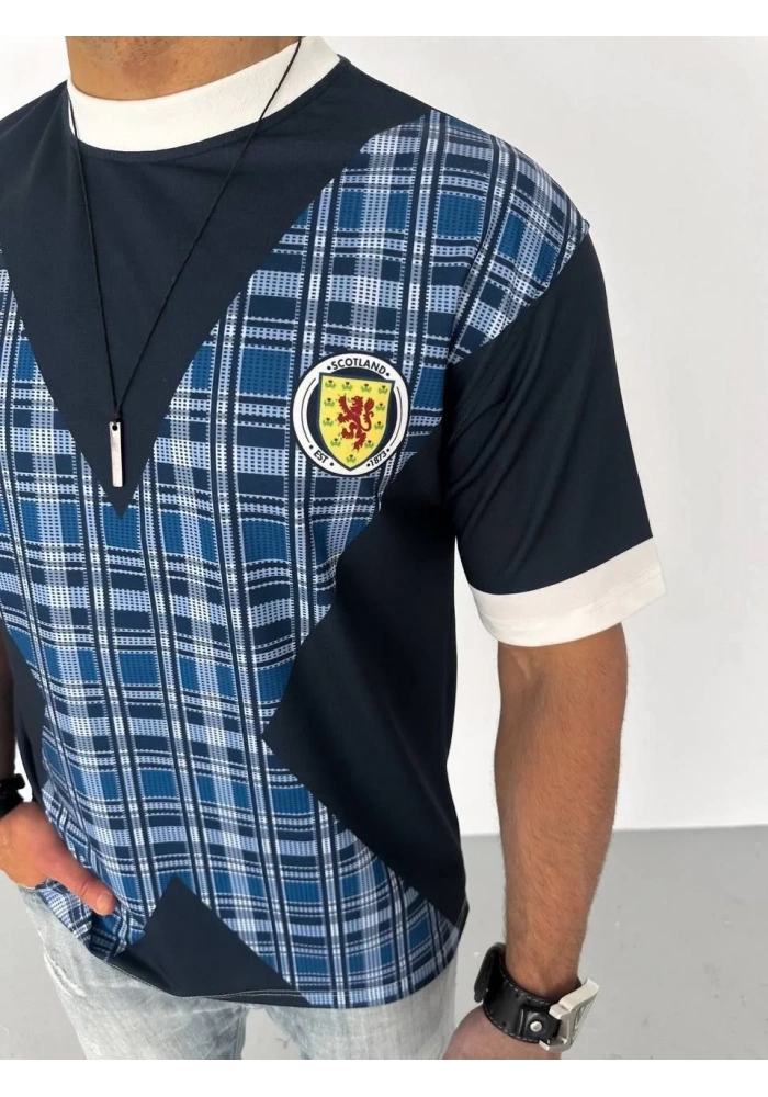 ERKEK Bisiklet Yaka Baskılı Kısa kol Oversize T-Shirt - Siyah