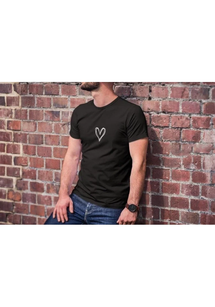 Erkek Kısa Kol Yazlık Tişört Bisiklet Yaka Baskılı Oversize T-Shirt - Siyah