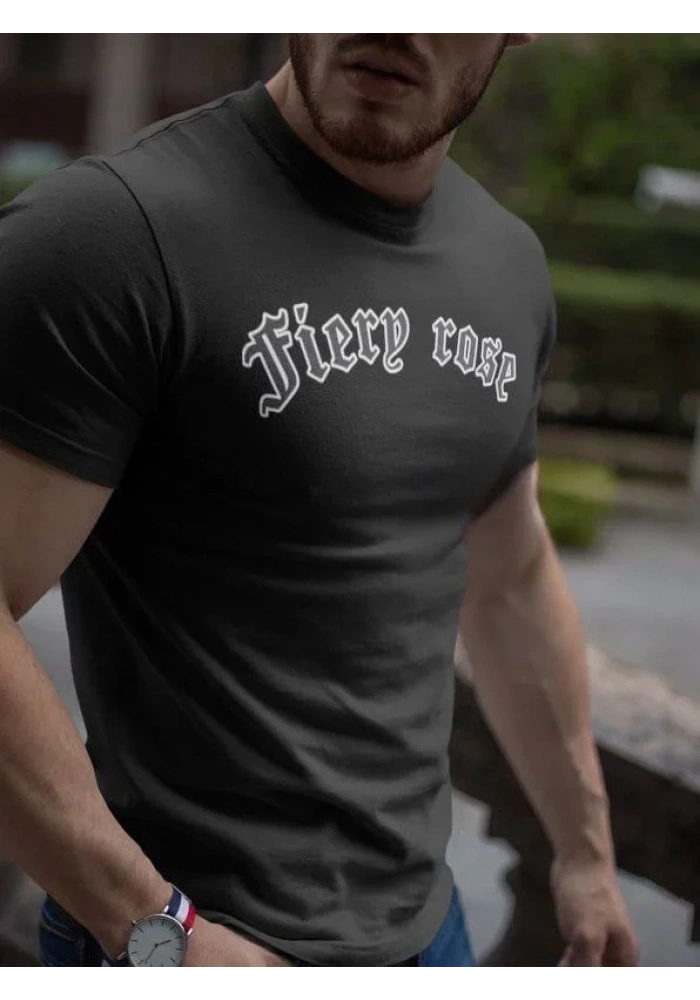 Erkek Tişort Bisiklet Yaka Baskılı kısa kol T-Shirt - Siyah