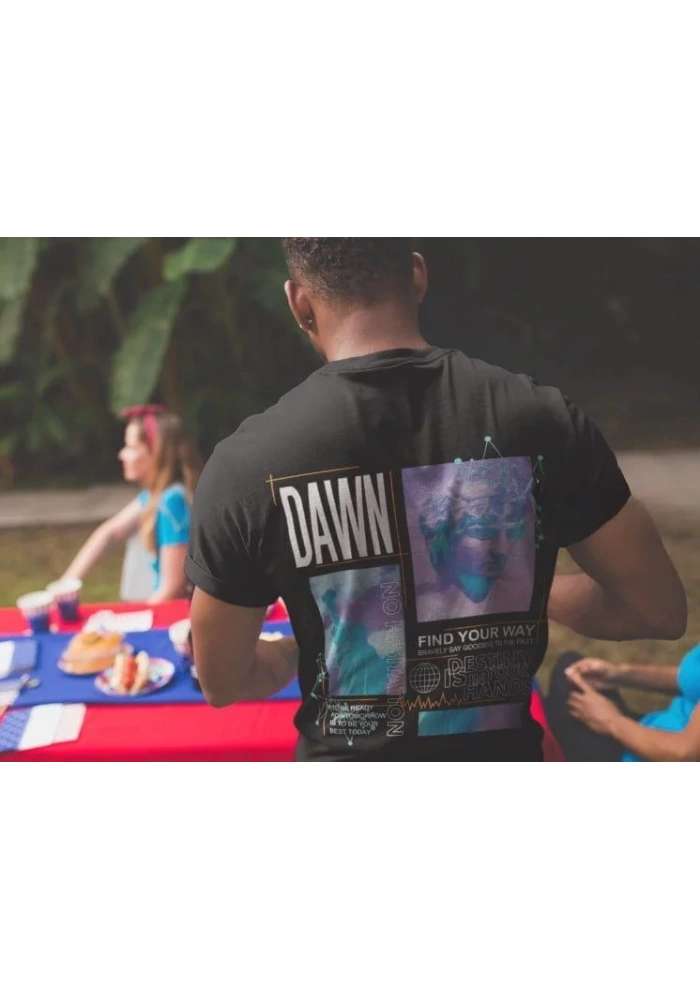 Erkek Tişort  Bisiklet Yaka Baskılı Kısa kol T-Shirt - Siyah