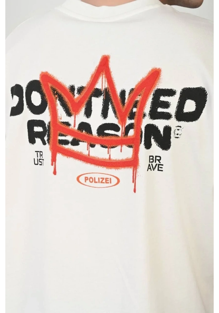 Erkek Kısa Kol Yazlık Tişört Bisiklet Yaka Baskılı Oversize T-Shirt - Beyaz