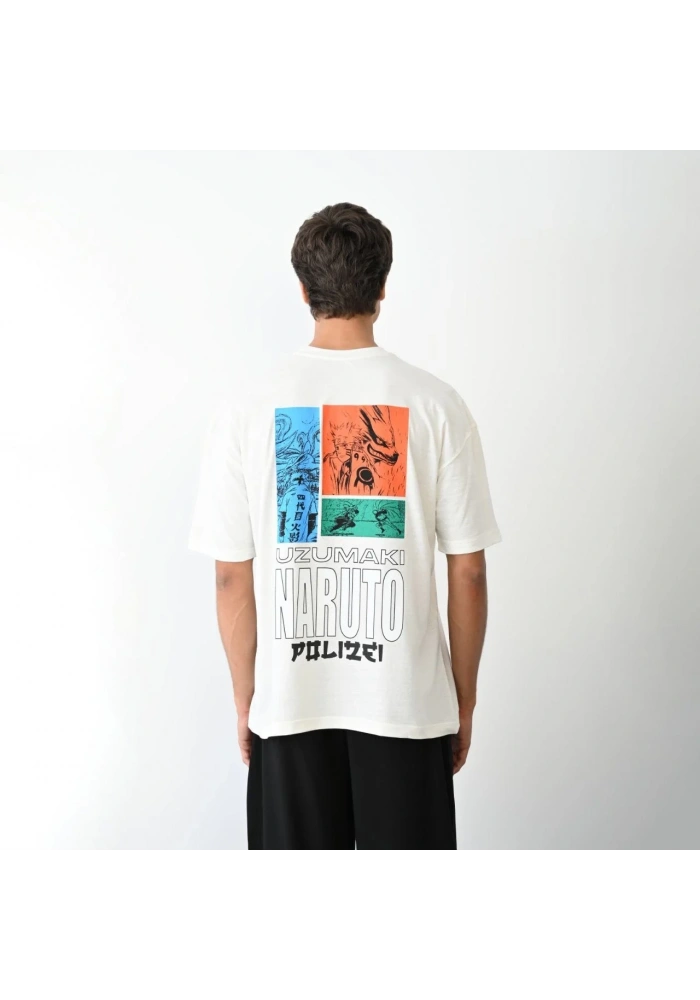 Erkek Kısa Kol Yazlık Tişört Bisiklet Yaka Baskılı Oversize T-Shirt - Beyaz