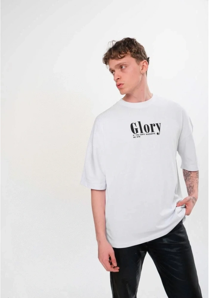 Erkek Kısa Kol Yazlık Tişört Bisiklet Yaka Baskılı Oversize T-Shirt - Siyah