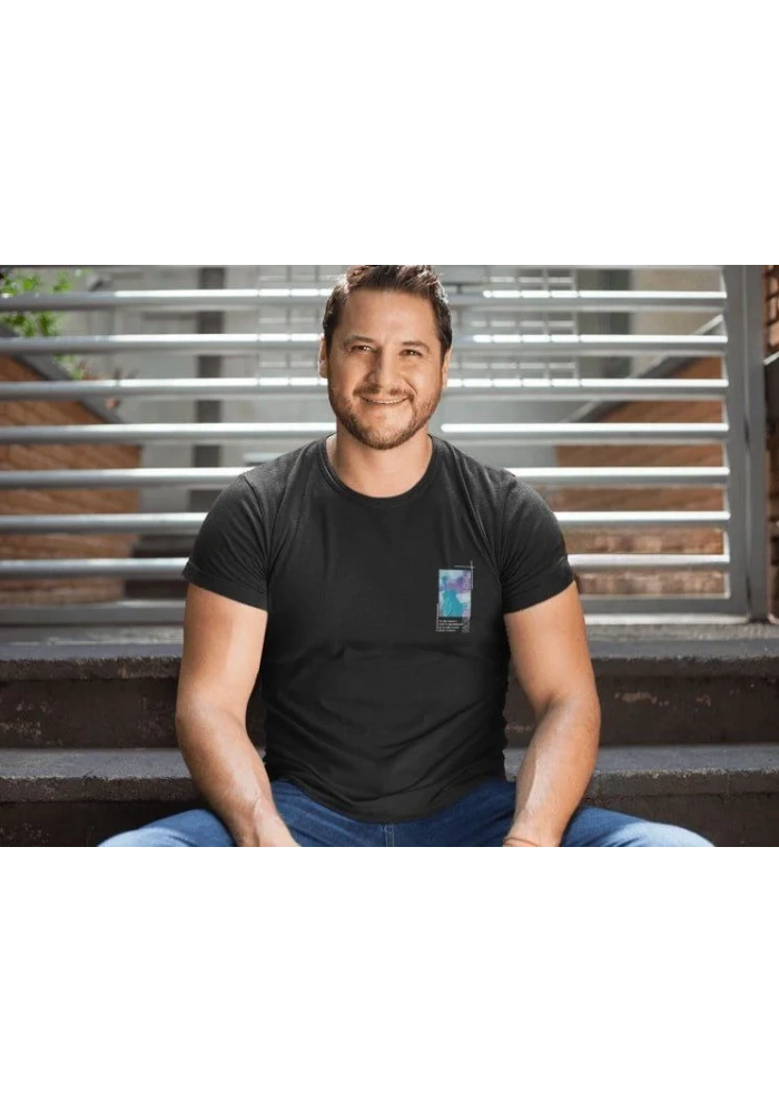 Erkek Bisiklet Yaka Baskılı Oversize T-Shirt - Siyah