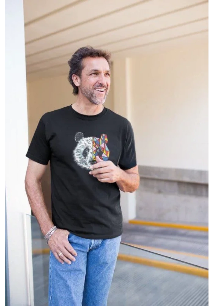 Erkek Bisiklet Yaka Baskılı Oversize T-Shirt - Siyah