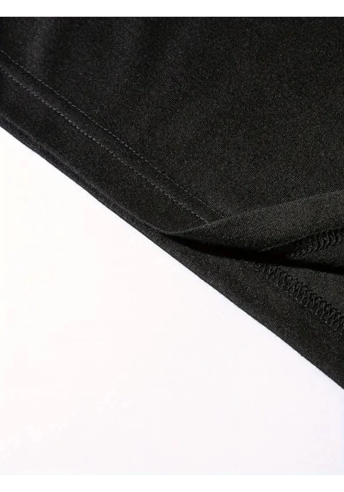 Erkek Ön ve Arka Baskılı T-Shirt Kısa Kol Bisiklet Yaka Regular Fit Tişört - Siyah