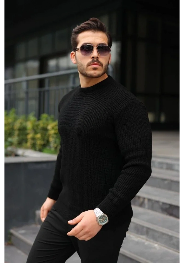 Erkek Bisiklet Yaka Örme Kazak