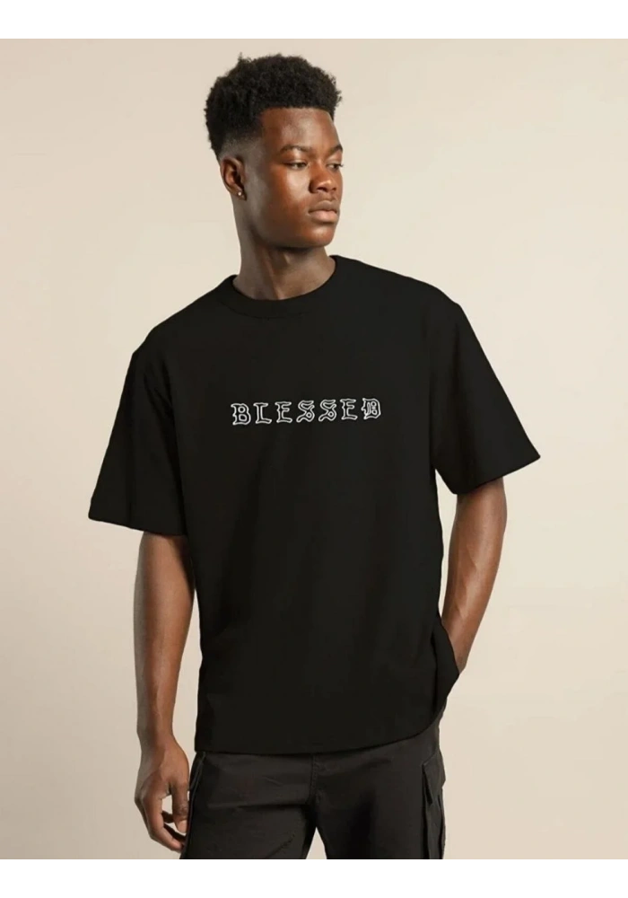 Erkek Baskılı T-Shirt Kısa Kol Bisiklet Yaka Regular Fit Rahat Kalıp Günlük Tişört - Siyah