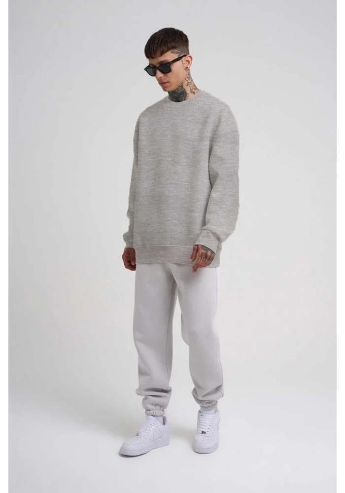 ERKEK Bisikilet Yaka 3 İplik Pamuklu SweatShirt - Gri