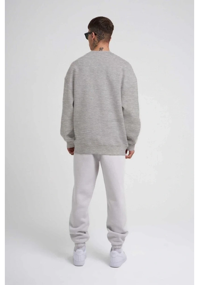 ERKEK Bisikilet Yaka 3 İplik Pamuklu SweatShirt - Gri