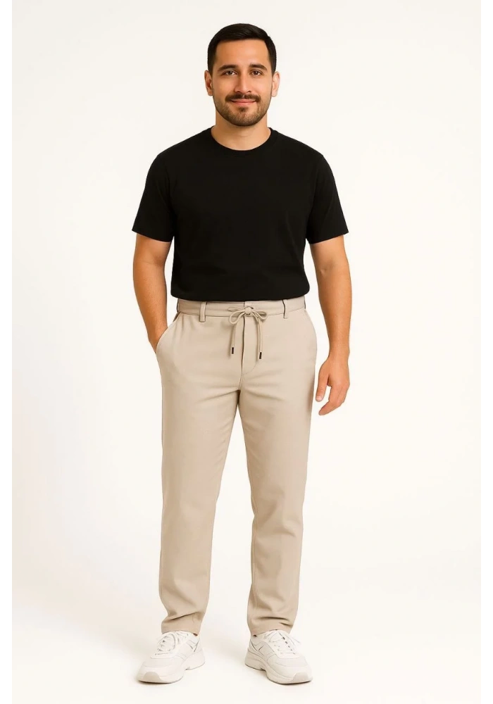 Erkek Diagonel Mikro dokulu Cepli Pantolon - Gri