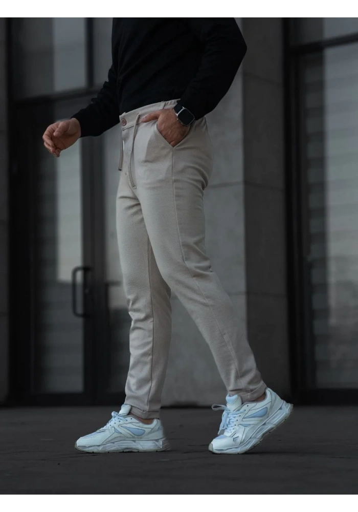 Erkek Diagonel Mikro dokulu Cepli Pantolon - Gri