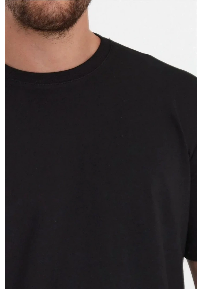 Erkek Düz Penye Tişört Bisiklet Yaka Kısa Kol Regular Fit T-Shirt - Siyah