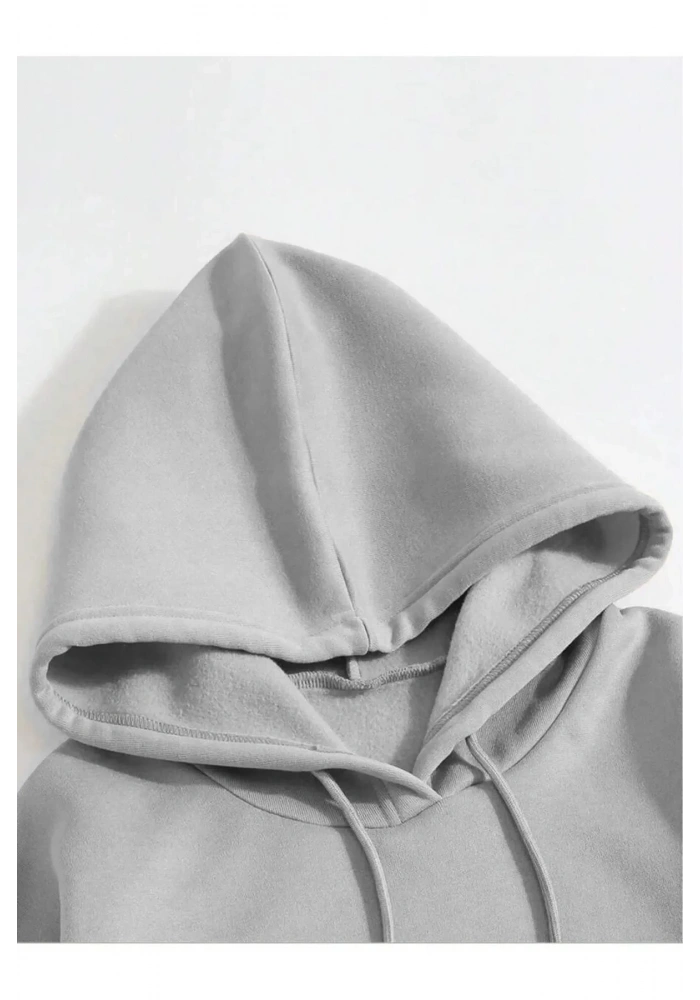Erkek 3 İplik Pamuklu Kapüşonlu Kanguru Cepli Sweatshirt Hoodie - Boyalı Gri