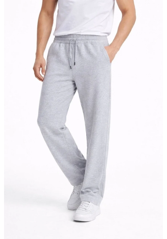 Erkek Düz Paça Beli Lastikli İpli Günlük Spor Eşofman Altı Rahat Fit - Gri