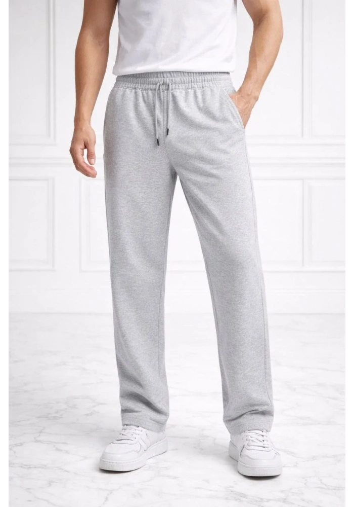 Erkek Düz Paça Beli Lastikli İpli Günlük Spor Eşofman Altı Rahat Fit - Gri