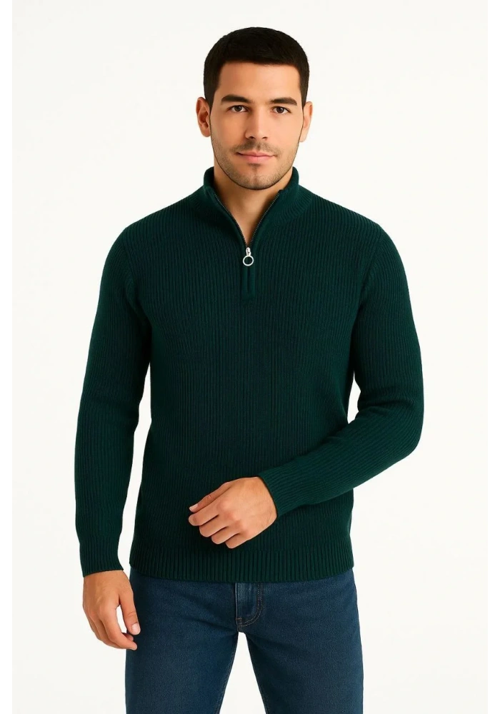 Erkek Fitilli Triko Kazak 3’lü Set Haki Siyah Antrasit Kalın Dokuma Pamuklu Regular Fit V