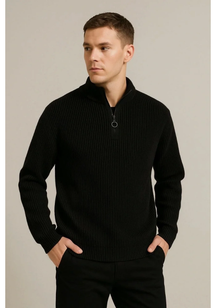 Erkek Fitilli Triko Kazak 3’lü Set Mint Yeşili Siyah Bej Kalın Dokuma Pamuklu Regular Fit