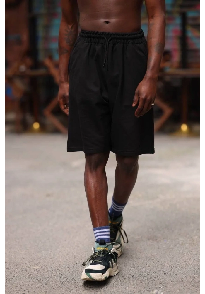 Erkek İki İplik Cepli Şort - Siyah
