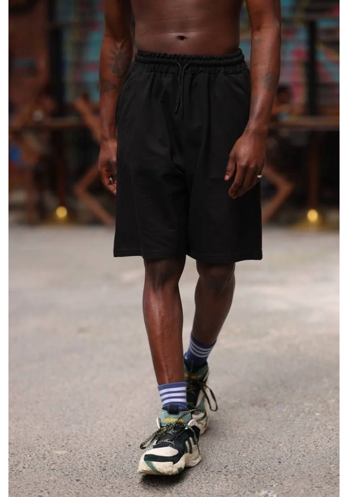 Erkek İki İplik Cepli Şort - Siyah