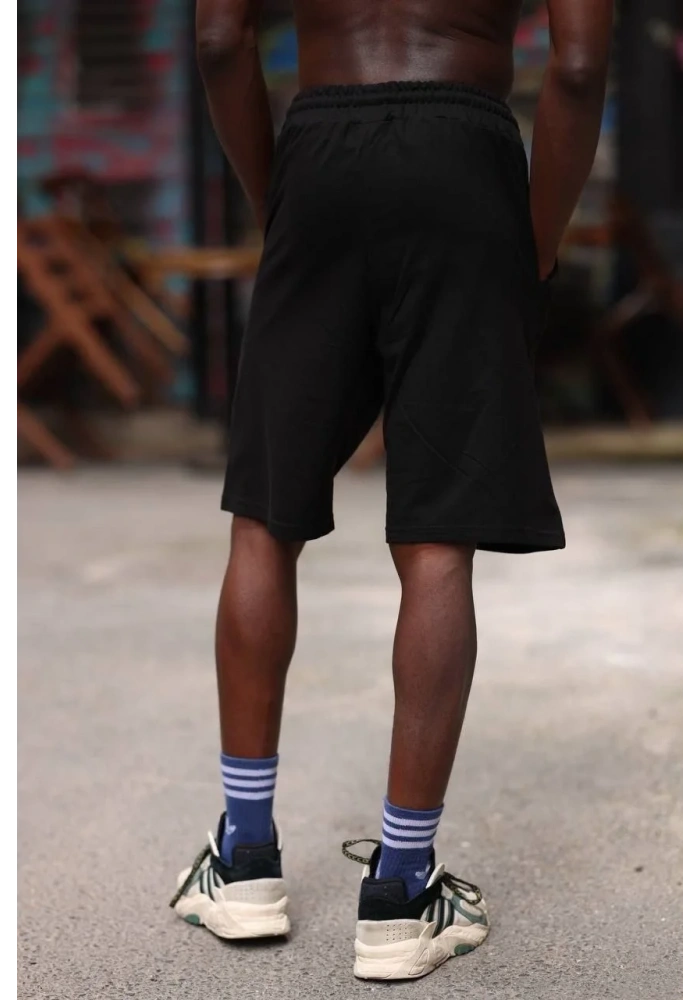 Erkek İki İplik Cepli Şort - Siyah