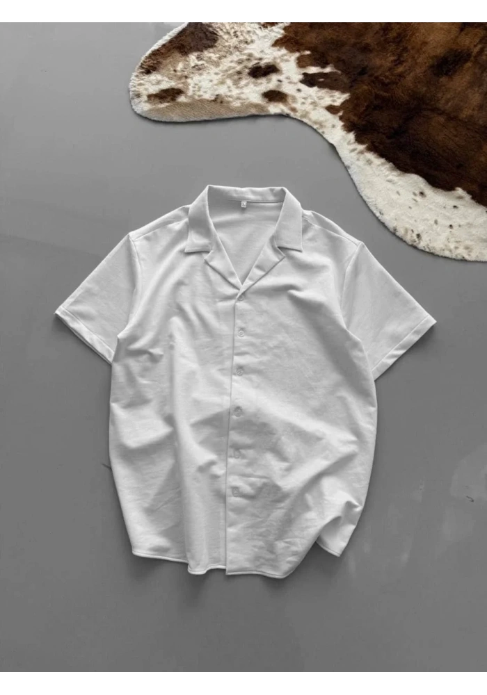 Erkek İki İplik Kumaş Gömlek - Beyaz