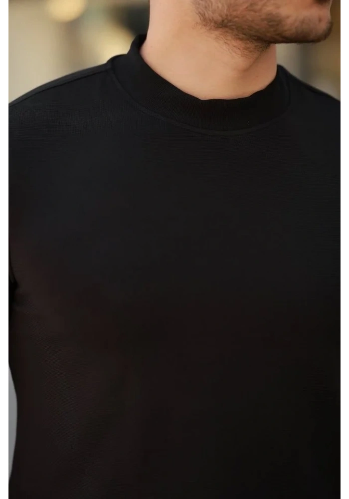 Erkek Ince çizgi Dokulu Kısa Kollu T-shirt