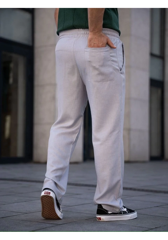 Erkek Keten Cepli Çıma Dikişli jogger Buggy Pantalon Rahat kalıp - Gri