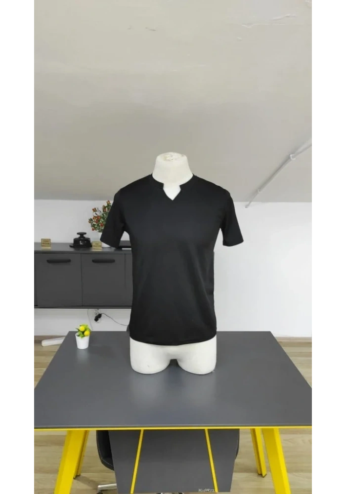 Erkek Kısa Kollu Bisiklet Yaka Burgu Tişört