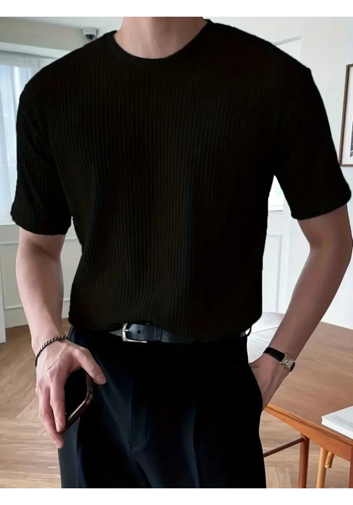 Erkek Kısa Kollu Bisiklet Yaka Triko Tişört