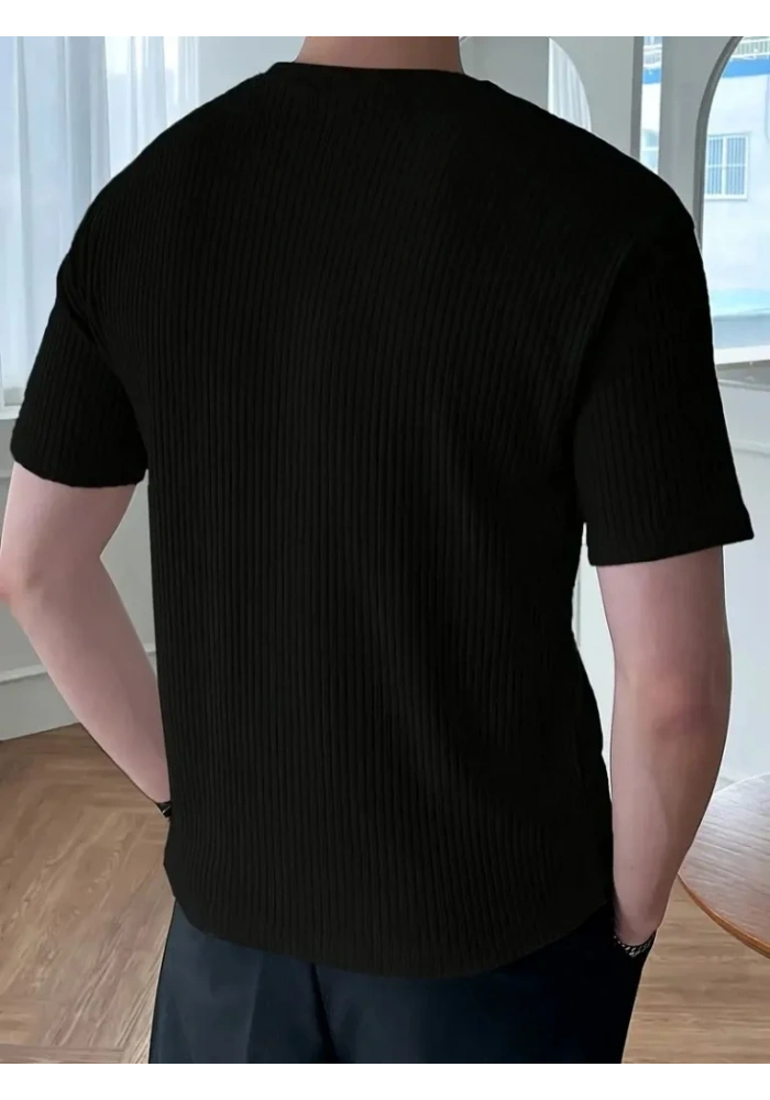 Erkek Kısa Kollu Bisiklet Yaka Triko Tişört