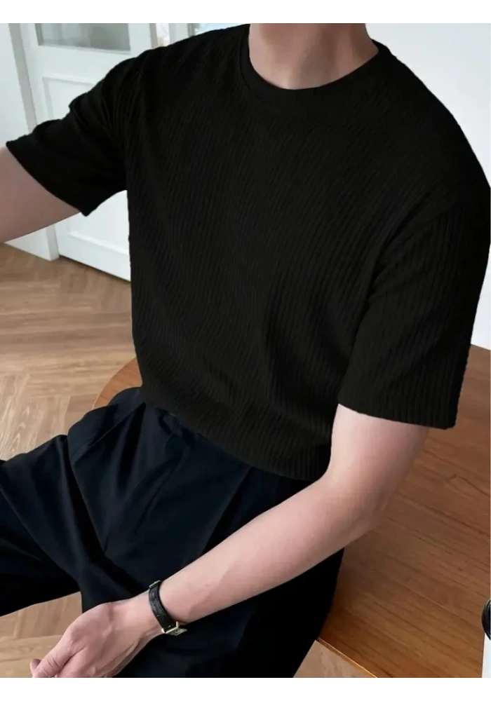 Erkek Kısa Kollu Bisiklet Yaka Triko Tişört