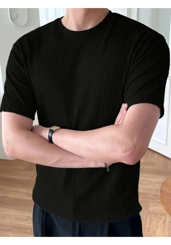 Erkek Kısa Kollu Bisiklet Yaka Triko Tişört