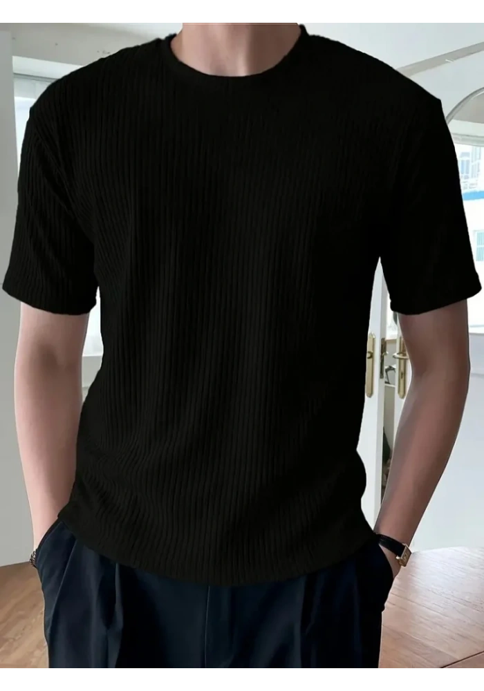 Erkek Kısa Kollu Bisiklet Yaka Triko Tişört