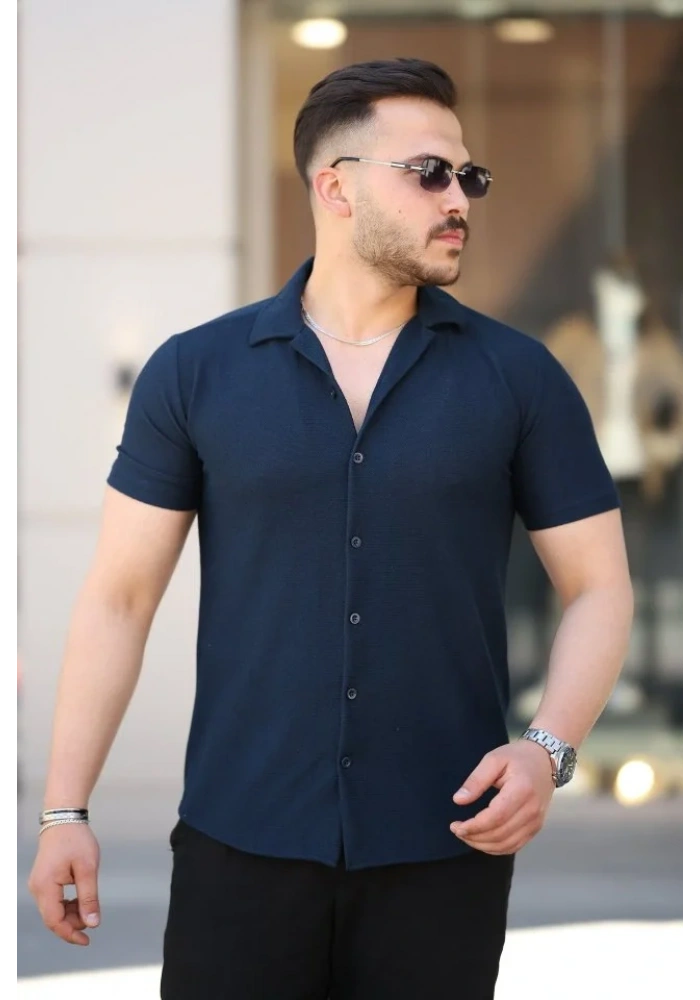 Erkek Kısa Kollu örme Kumaş Pamuklu Gömlek