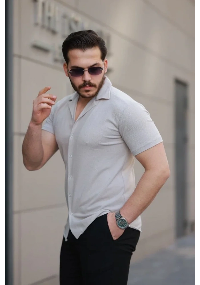 Erkek Kısa Kollu örme Kumaş Pamuklu Gömlek