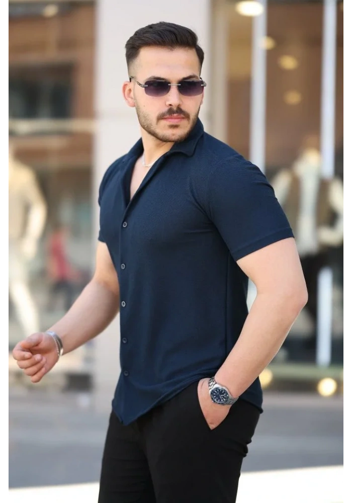 Erkek Kısa Kollu örme Kumaş Pamuklu Gömlek