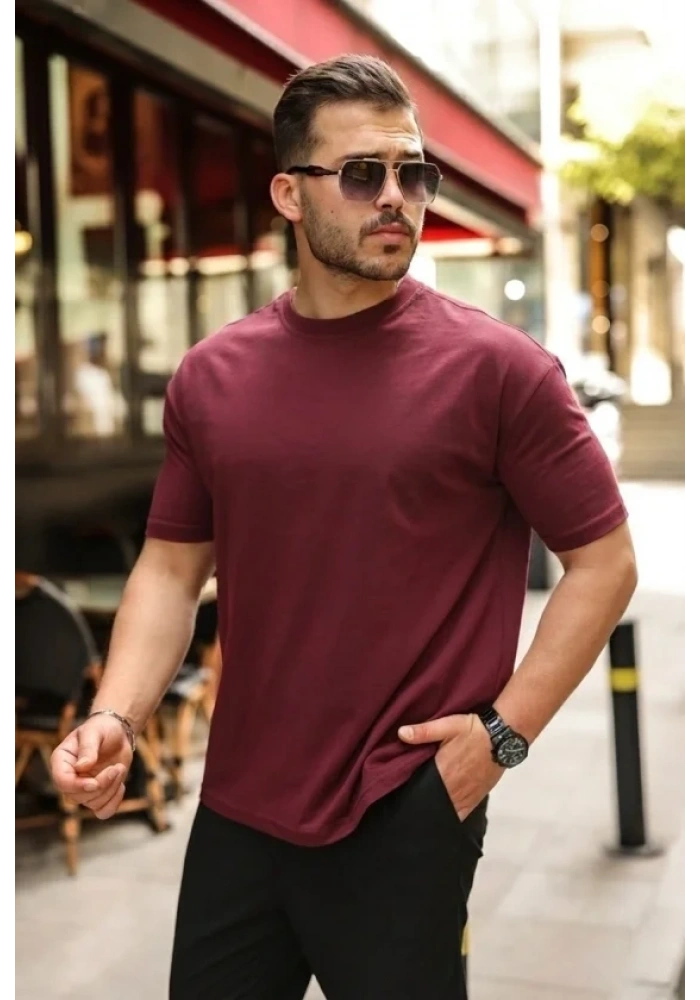 Erkek Kolları Dar Kesim Rahat Kalıp Basic Tişört