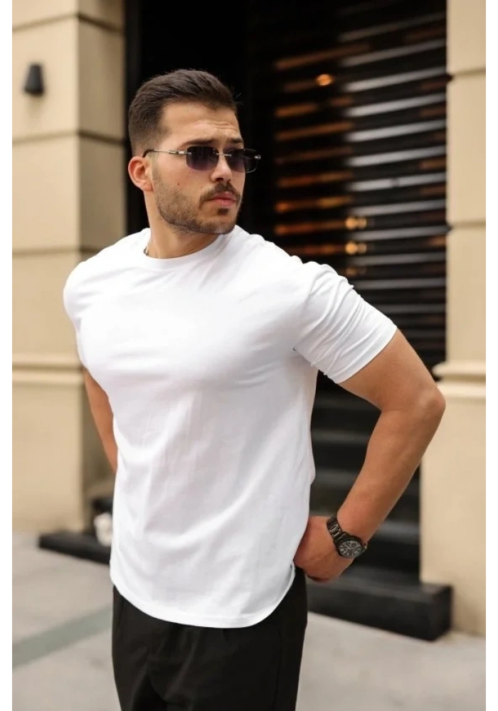 Erkek Kolları Dar Kesim Rahat Kalıp Basic Tişört