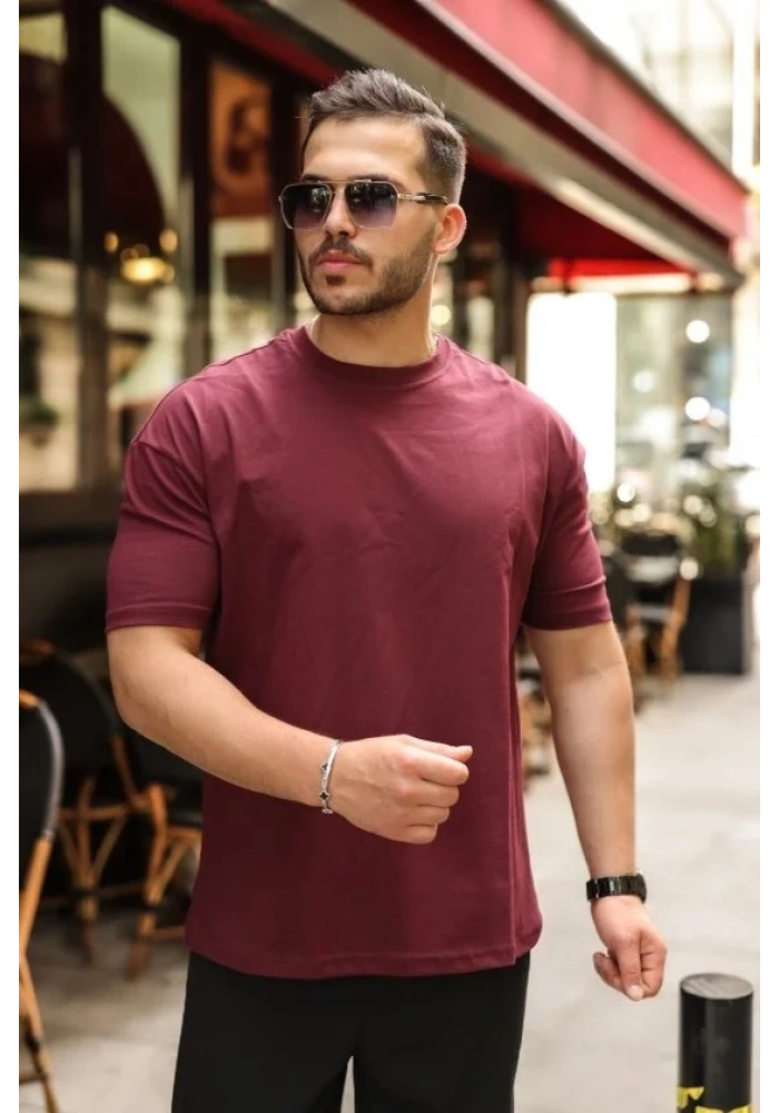 Erkek Kolları Dar Kesim Rahat Kalıp Basic Tişört