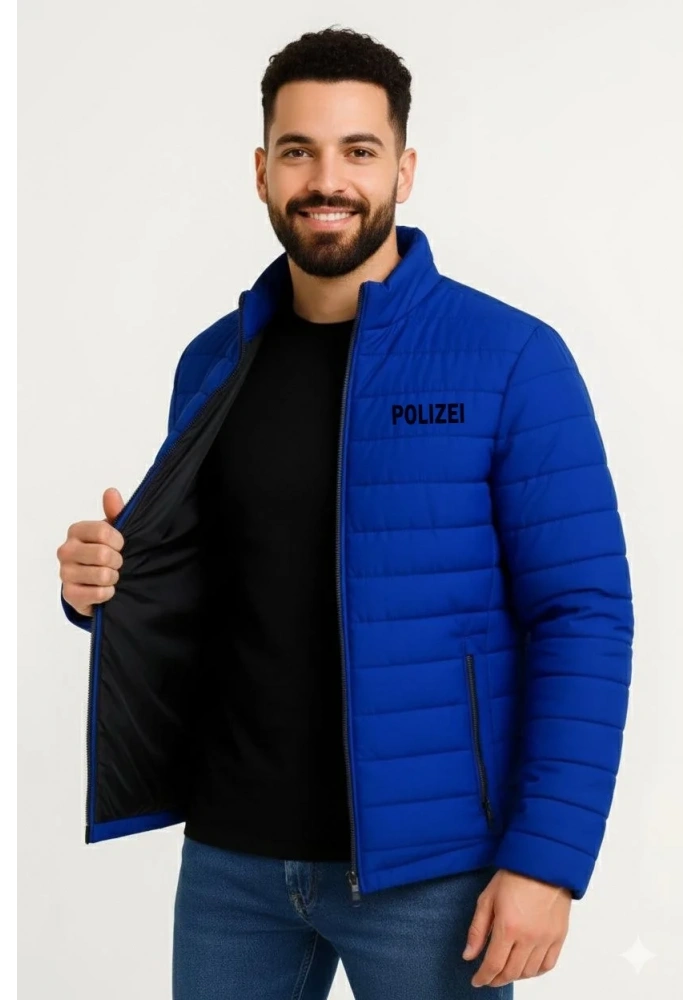 Erkek Mikro Su İtici Kapitone Baskılı Astarlı Fermuarlı Bomber Mont - Saks Mavisi