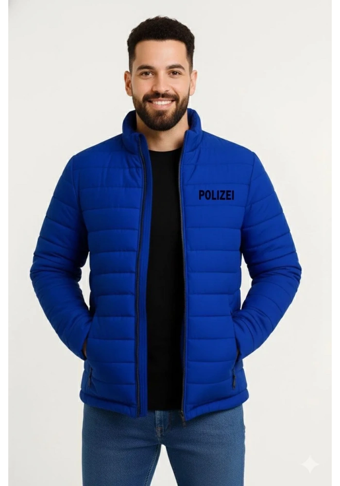 Erkek Mikro Su İtici Kapitone Baskılı Astarlı Fermuarlı Bomber Mont - Saks Mavisi